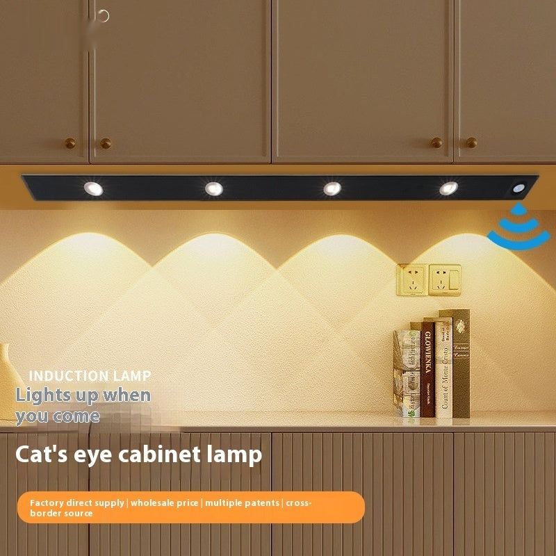 Smart Cat's Eye Infrared Sensor Lamp Wine Cabinet Hallway Atmosphere Rechargeable Hill Corrugated Cabinet